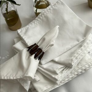 Elegant White Cloth Napkins with Wooden Ring
